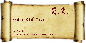 Reha Klára névjegykártya
